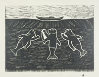 Three Sea Spirits with Empty Kayak