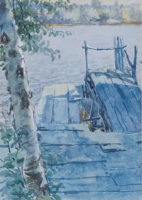Birch and Dock (Lake of the Woods)