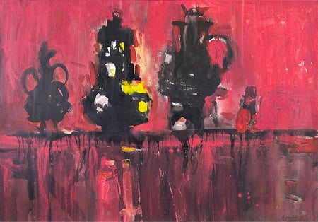 Still Life in Black and Rose