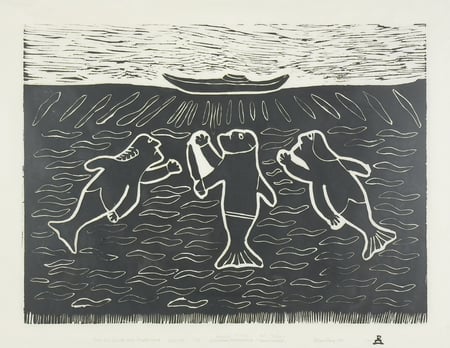 Three Sea Spirits with Empty Kayak
