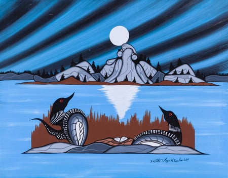 Untitled (Loons with nest and Landform Figures)