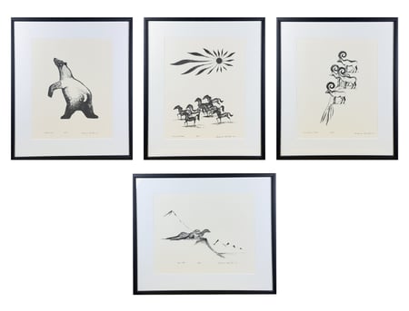 Black Bear, Running Horses, Mountain Sheep, Sea Otter, (set of four)