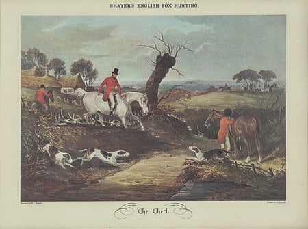 Shayer's English Fox Hunting.The Check - Clearing the Brook