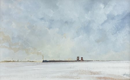 Untitled (Grain Elevator & Train)