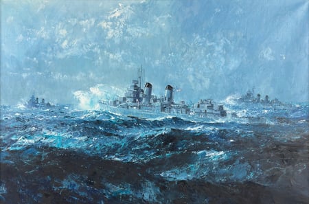 U.S. Destroyer Escort in North Atlantic