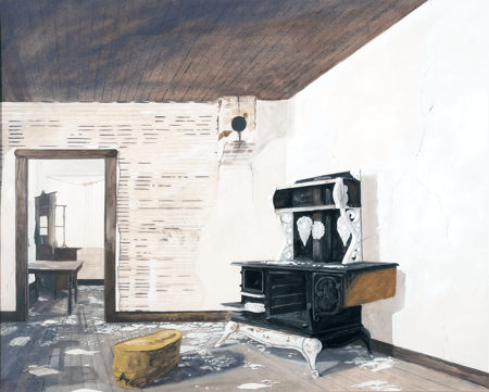 House Interior With Stove