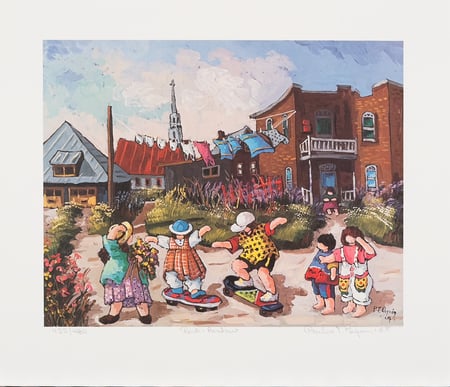 4 Paquin Prints "Son premier amour", "la belle mariee", "rouli-roulant", Les petits chanteurs"