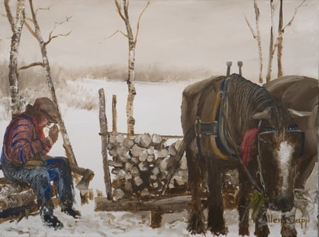 Untitled (Horses Pulling Logs)