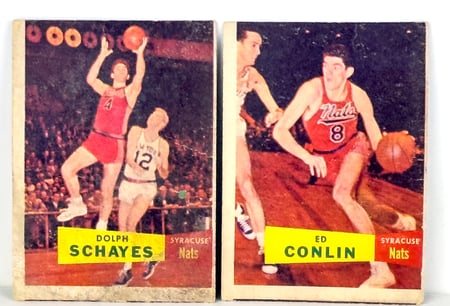 1957-58 Topps Syracuse Nationals Duo - #13 Dolph Schayes (RC) & #58 Ed Conlin