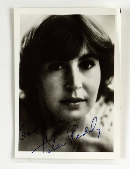 8x10 Promotional Portrait Helen Reddy Signed "God Bless" Blue Felt-Tip