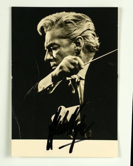 Herbert von Karajan Signed Publicity Still | Maestro of the Berlin Philharmonic | High-Gloss B&W Conducting Portrait