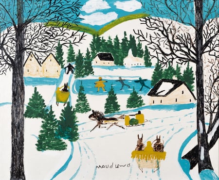 Sleighride and Ice Skaters in Winter