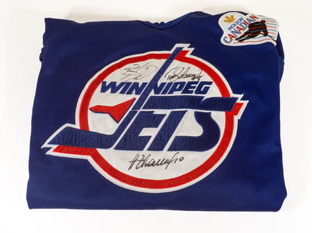 Autographed Worn Winnipeg Jets Practice Jersey – Teemu Selänne, Keith Tkachuk & Alexei Zhamnov